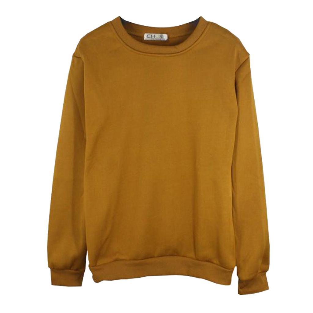 Men's Women's Crewneck Fleece Sweatshirt Plain Pullover Crew Neck 2XL