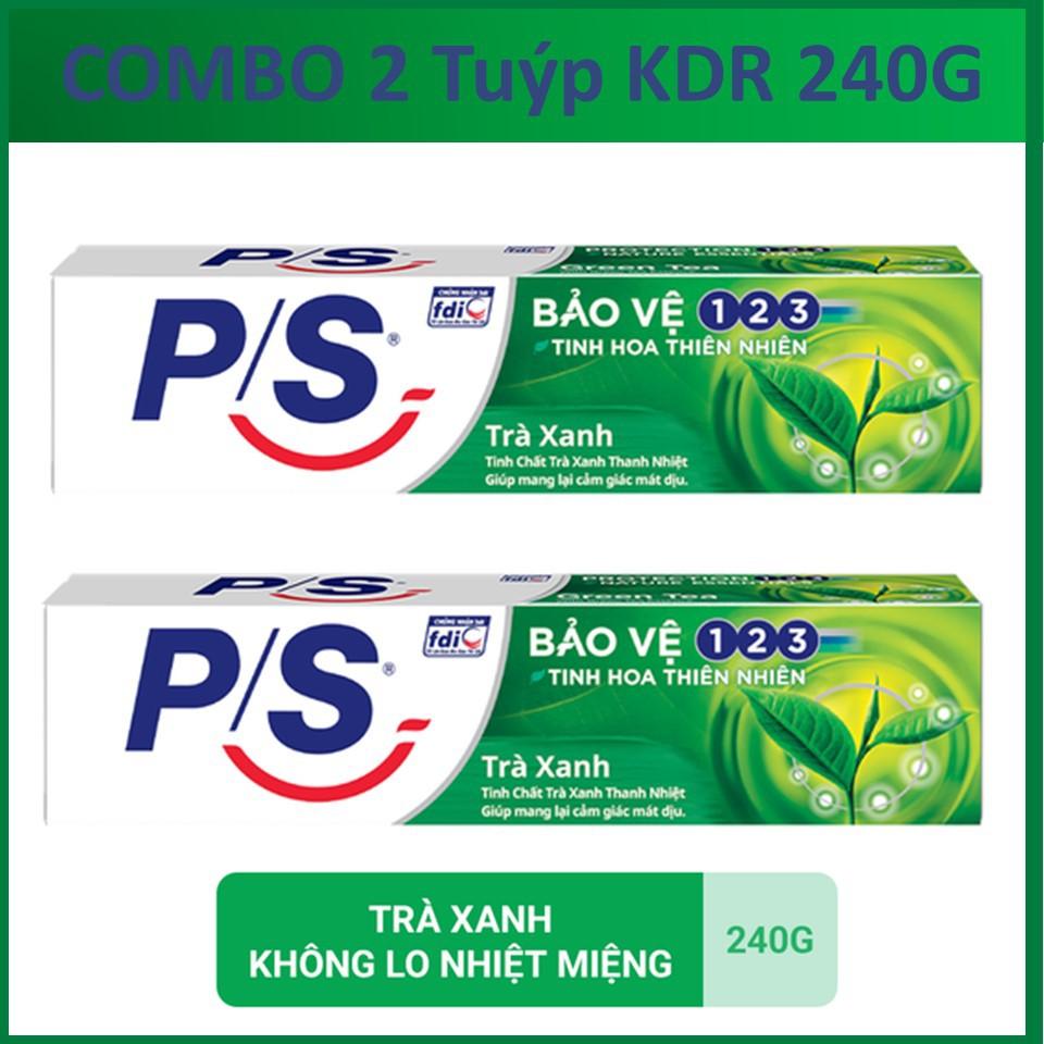 COMBO 2 Tuýp Kem đánh răng P/S 123 Trà xanh 240gX2