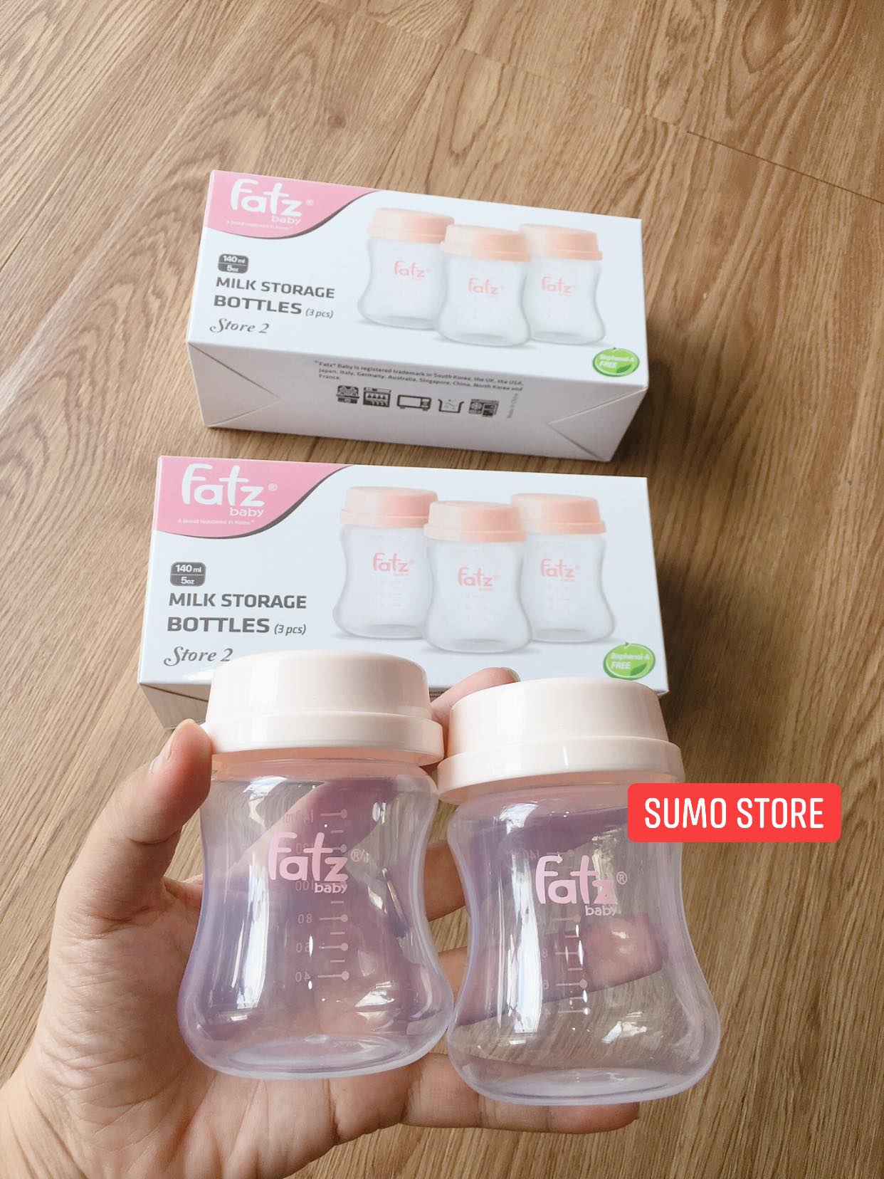 Bộ 3 bình trữ sữa mẹ cổ rộng 140ml vừa với máy hút sữa RESONANCE Fatzbaby