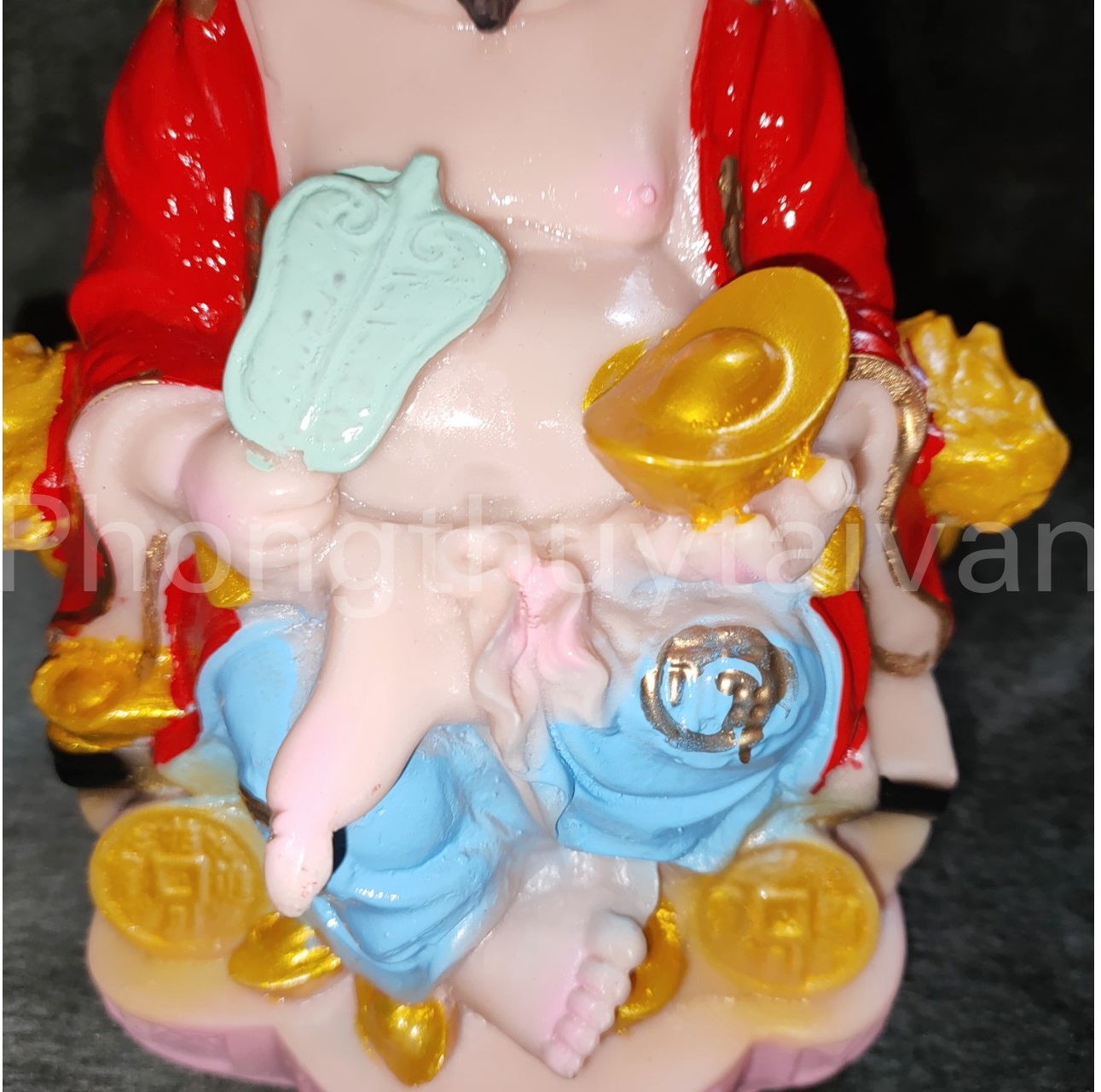 Tượng Thàn Tài Thổ Địa cao 17cm da hồng - thờ cúng.