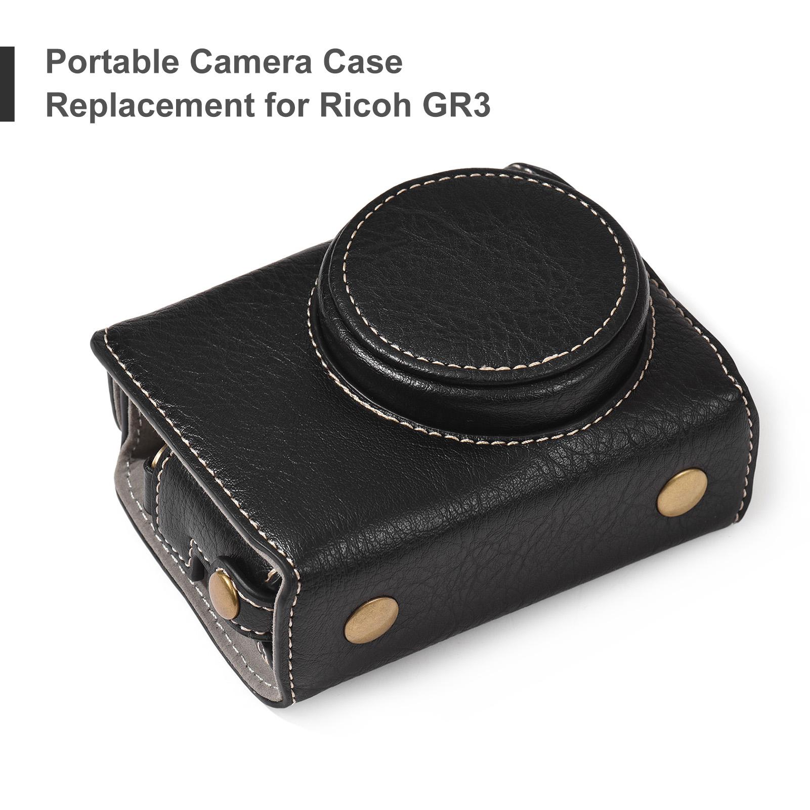 Portable Camera Case Synthetic Leather Camera Carry Bag with Shoulder Strap Replacement for Ricoh GR3 GR III/ GR3X Camera