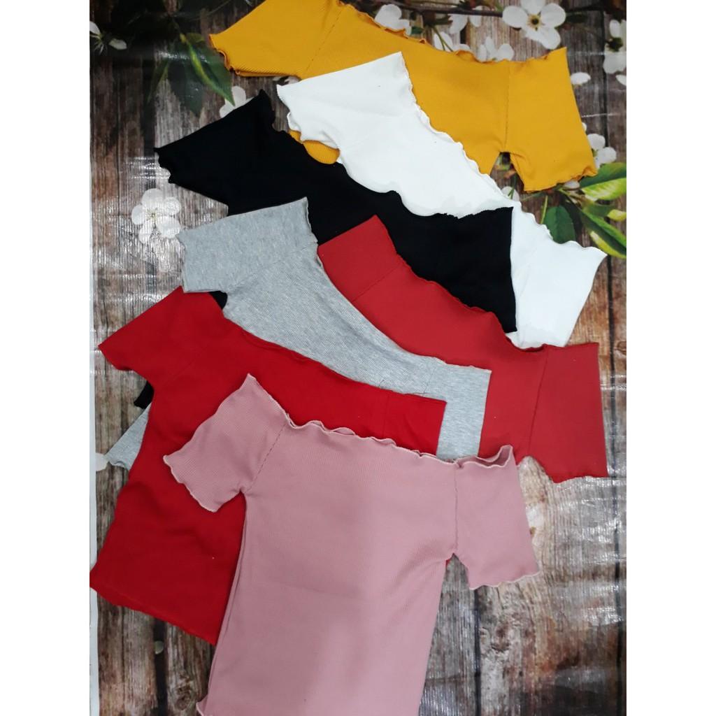 ÁO CROPTOP THUN GÂN ÔM BODY CO GIÃN - ÁO KIỂU CRT NGẮN TAY BẸT HỞ VAI TRƠN BASIC 168