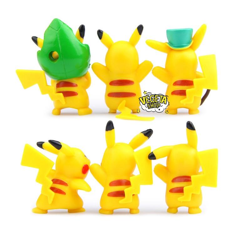 Mô hình Pikachu - Trọn bộ 6 mô hình Pikachu cây lá cực dễ thương - Cao khoảng 3 ~ 5.5cm