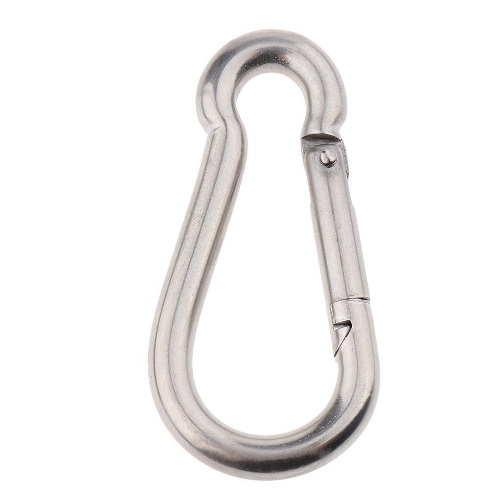 2xHeavy Duty 316 Stainless Steel Spring Snap Hook Carabiner Keychain Clip M8