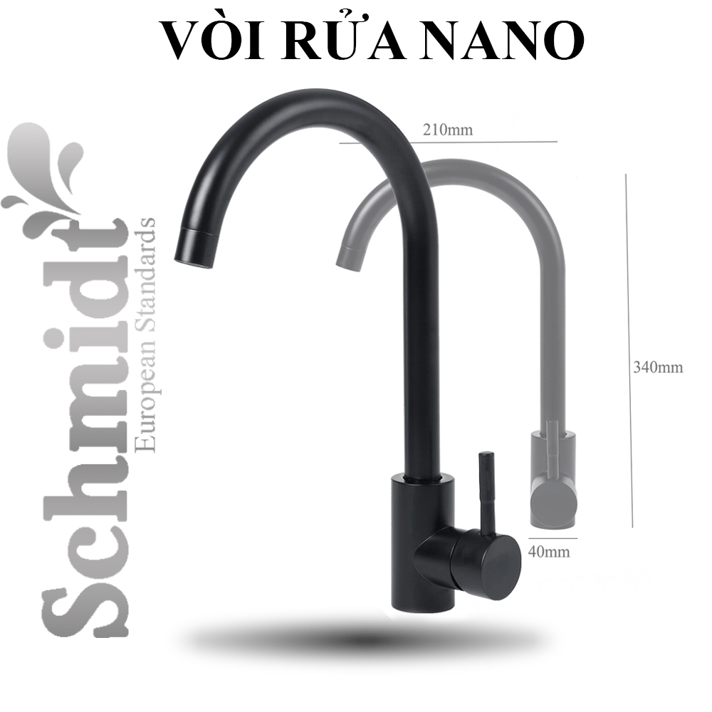 Vòi Chậu Rửa Chén Bát Schmidt Inox 304 Mạ Đen, Sơn Tĩnh Điện Cao Cấp Thiết Kế Kiểu Dáng Sang Trọng Hiện Đại – Hàng Chính Hãng