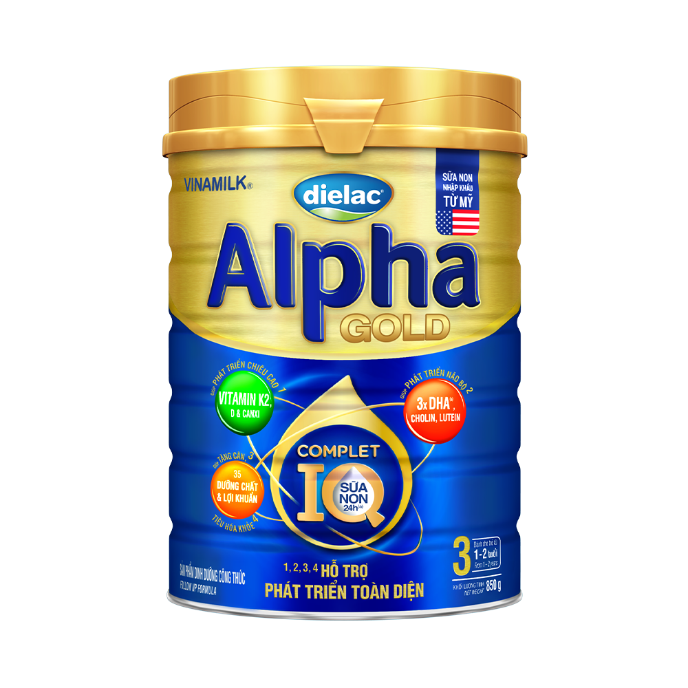 Sữa Bột Vinamilk Dielac Alpha Gold IQ Step 3 Hộp Thiếc (900g)