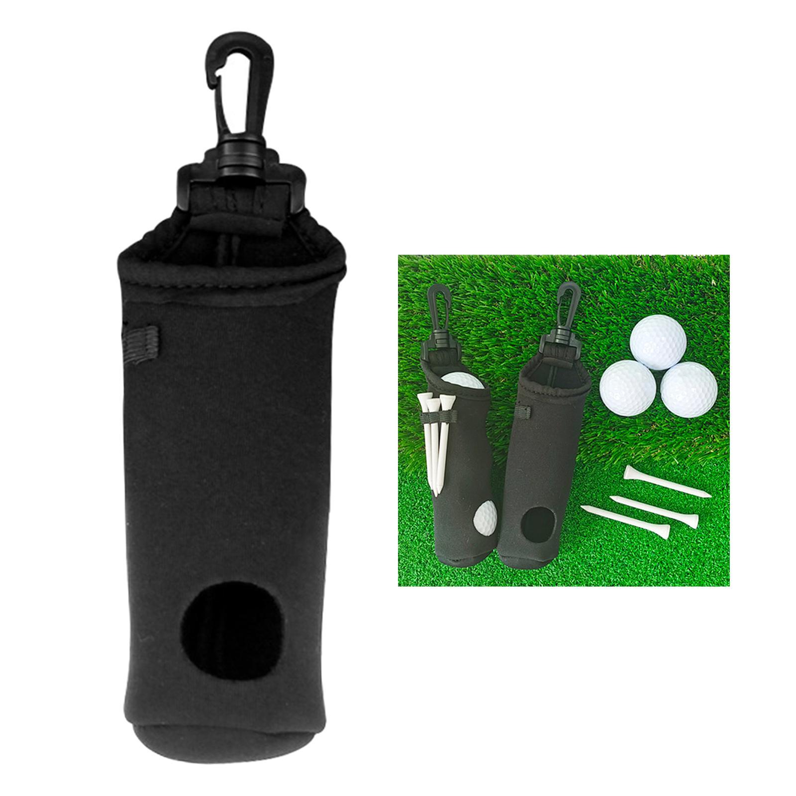 Golf Ball with Hook for 3 Golf Ball 3 Tees Waist Pouch Black Bag