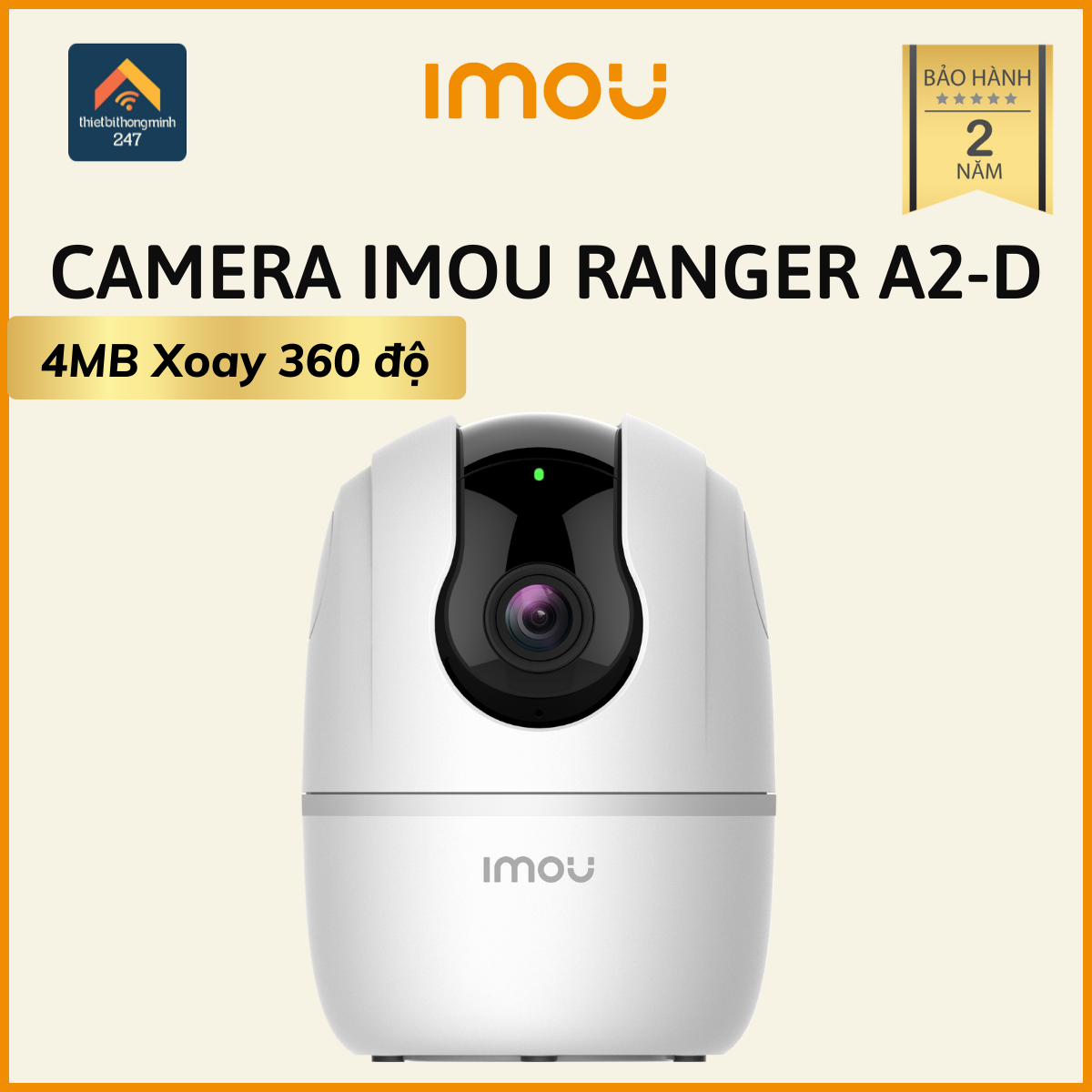 Hàng chính hãng Camera giám sát IMOU Ranger A42P Kèm thẻ nhớ 64GB Wifi 4MP H264 xoay 360độ đàm thoại 2 chiều