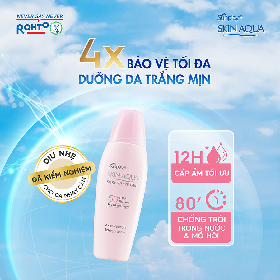 Gel Chống Nắng Dưỡng Da Trắng Mượt Sunplay Skin Aqua Silky White Gel SPF50, PA++++ (70g)