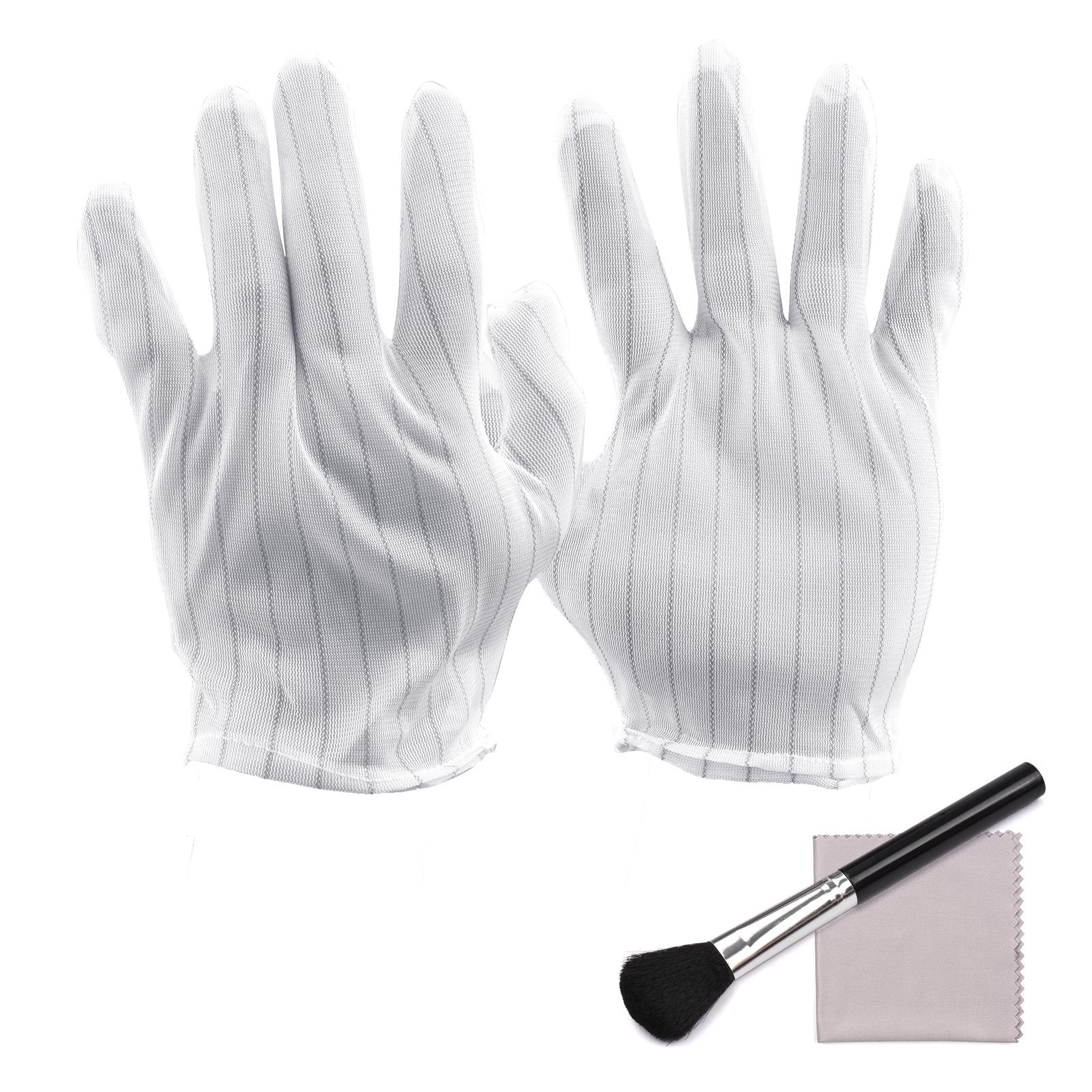 3-in-1 Camera Cleaning Kit with 1 Pair Anti-static Gloves + 1 Lens Brush + 1 Cleaning Cloth for DSLR Digital Camera