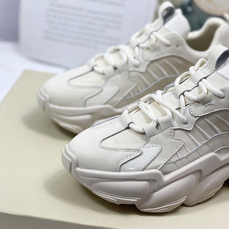Giày thể thao nữ Shougo - giày sneaker nữ 2 màu đen & kem chất da đẹp đế bự độn đế cao giày ulzzang hàn quốc giá rẻ 2021