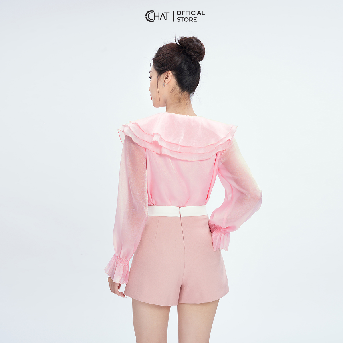 Quần Đùi Nữ Giả Váy Phối Cạp Dáng A Chất Tuytsi Cao Cấp Mềm Mịn 53ONS8001AT