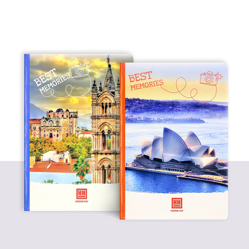 Vở kẻ ngang Hồng Hà 120 trang - Gáy ghim - Sao Mai Best memories 1687 định lượng 55-57gm2 độ sáng 82-84 ISO (Giao bìa ngẫu nhiên)