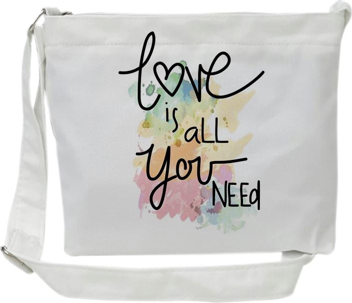 Túi tote mini đeo chéo vải canvas TROY in hình Love is all you need