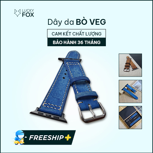 Dây đồng hồ dành cho Apple Watch da Veg nhuộm thủ công AL103 – Size 20/ Size 22 - 100% da bò thật