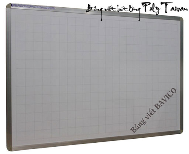 Bảng Trắng Treo Tường PolyTaiwan Bavico - Kẻ Ô Ly Vuông 5cm - Kích thước 40x60cm