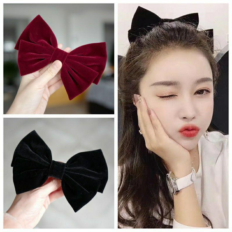 Kẹp nơ nhung bản lớn 16cm xinh xắn