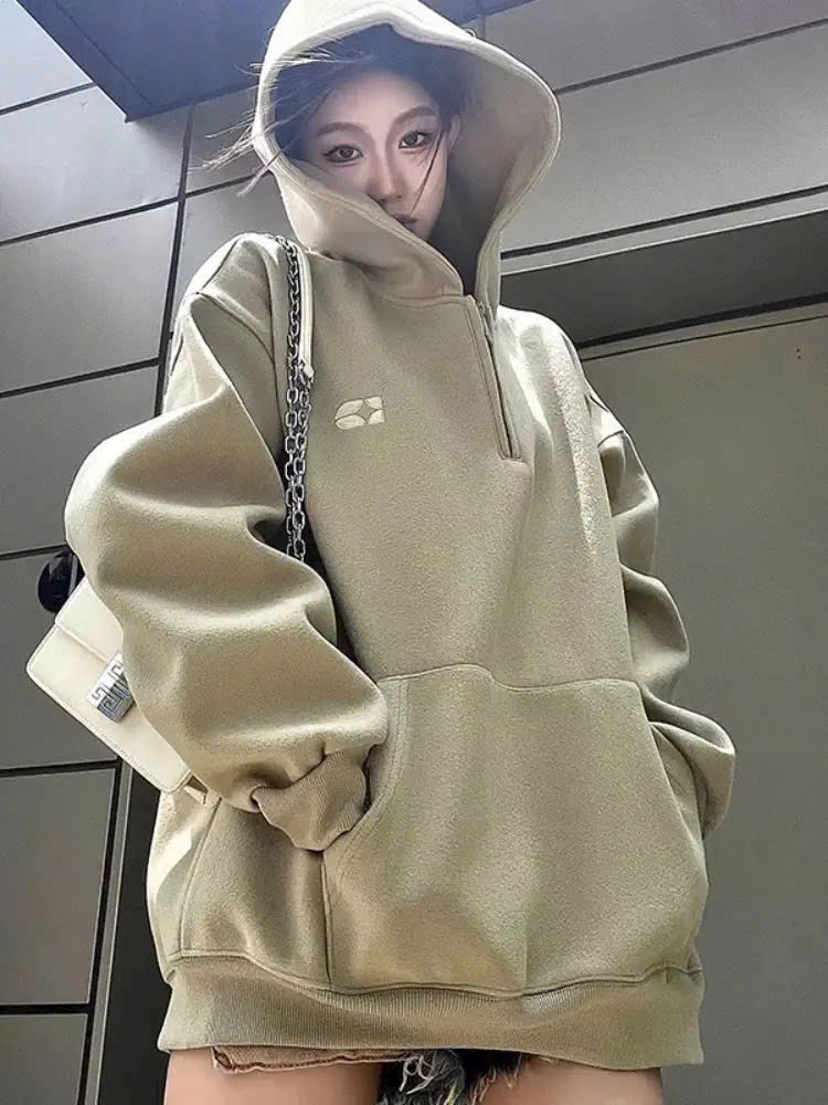 Áo HOODIE Nam Nữ Nỉ Áo Nỉ Trơn Xanh Cốm Kéo Khoá Cổ Túi Trước Form Thụng Unisex, áo khoác hoodie cặp đôi