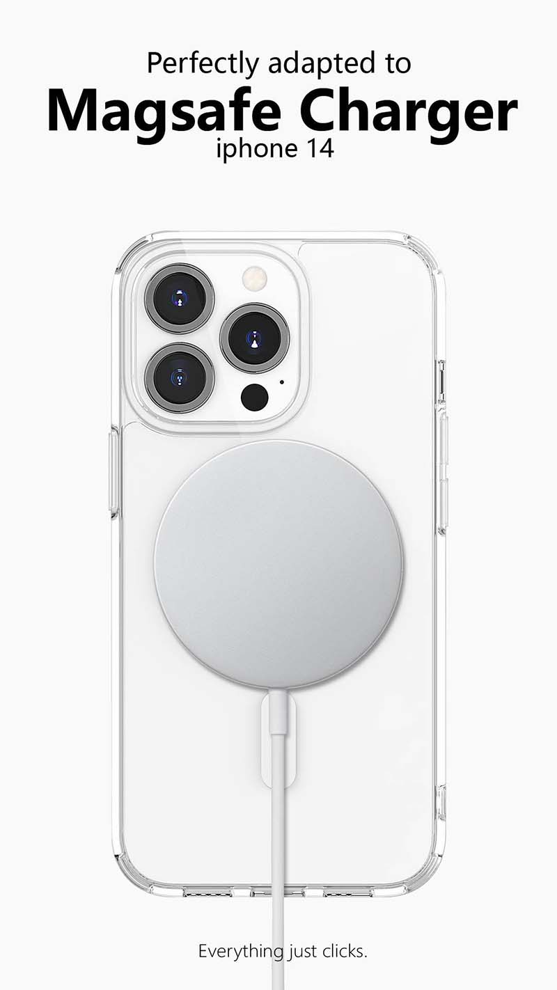 Ốp cho iPhone 14 pro max/ 14 pro sạc từ tính trong suốt chống sốc