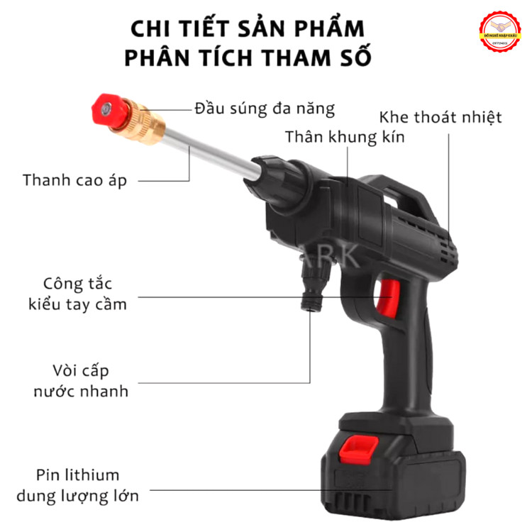 Máy rửa xe tạo bọt tuyết cầm tay, máy xịt tăng áp đa năng nhiều vòi -Kèm 2PIN và phụ kiện