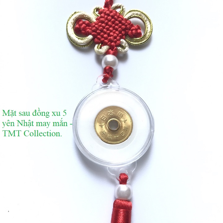 Dây treo như ý đồng xu 5 Yên Nhật, được bện bằng dây đỏ, có kết bình an, đem lại may mắn, thu hút tài lộc - TMT Collection - SP001142
