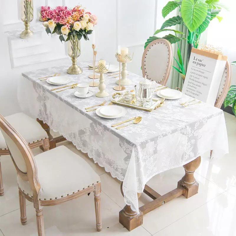 Khăn Trải Bàn Vải Ren Thêu Hoa Hồng Tuyệt Đẹp Trang Trí Nhà Cửa, Làm Phông Chụp Ảnh Decor JK05