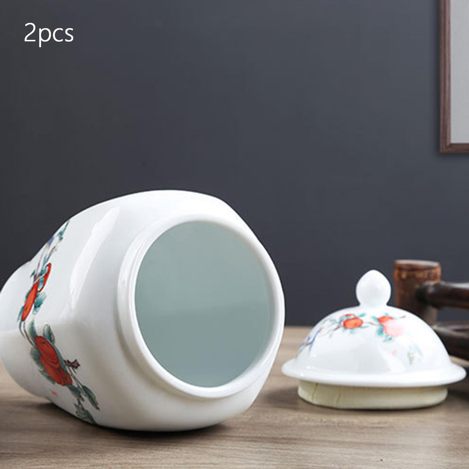 Ceramic Ginger Jar Tea Storage Jar Decorative Flower Vase Tea Tin with Lid