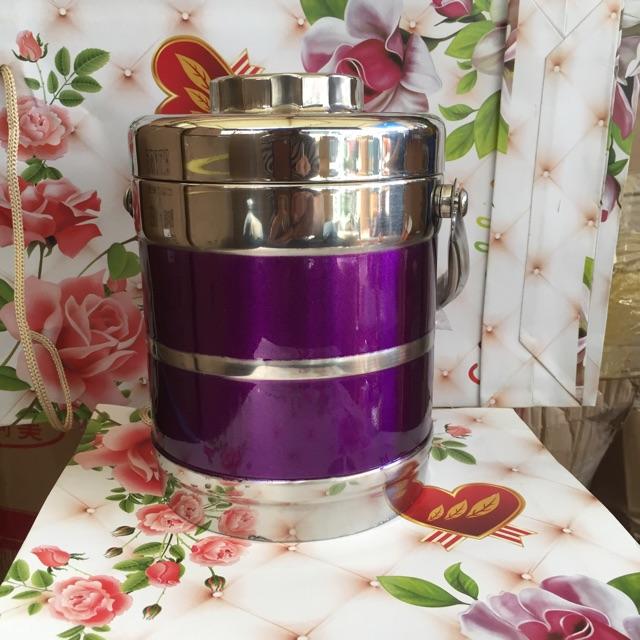 Hộp cơm giữ nhiệt inox 3 ngăn màu sắc