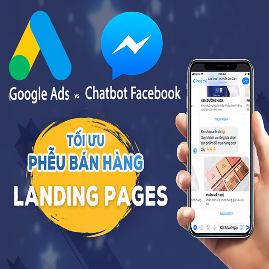 Tick Edu - Google Ads Kết Hợp Chatbot Facebook  - Tối Ưu Phễu Bán Hàng Cùng Landing Pages