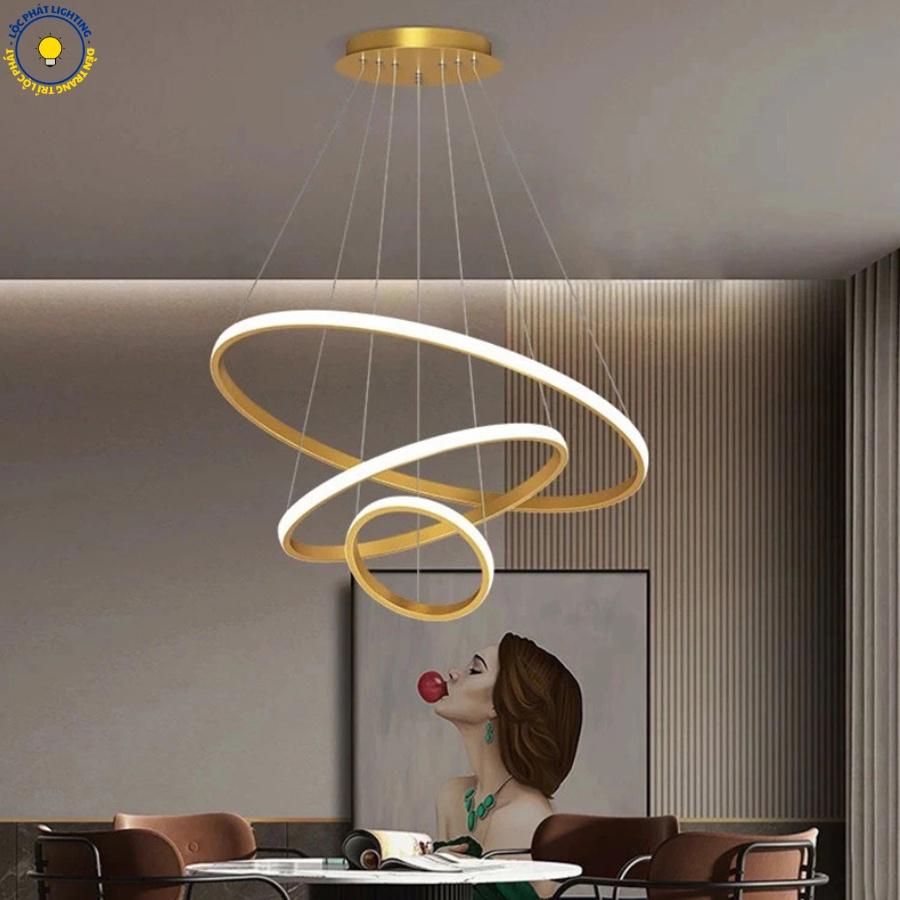 Đèn thả, đèn thả trần 3 vòng led cao cấp trang trí phòng khách, phòng ngủ, bàn ăn hiện đại sang trọng