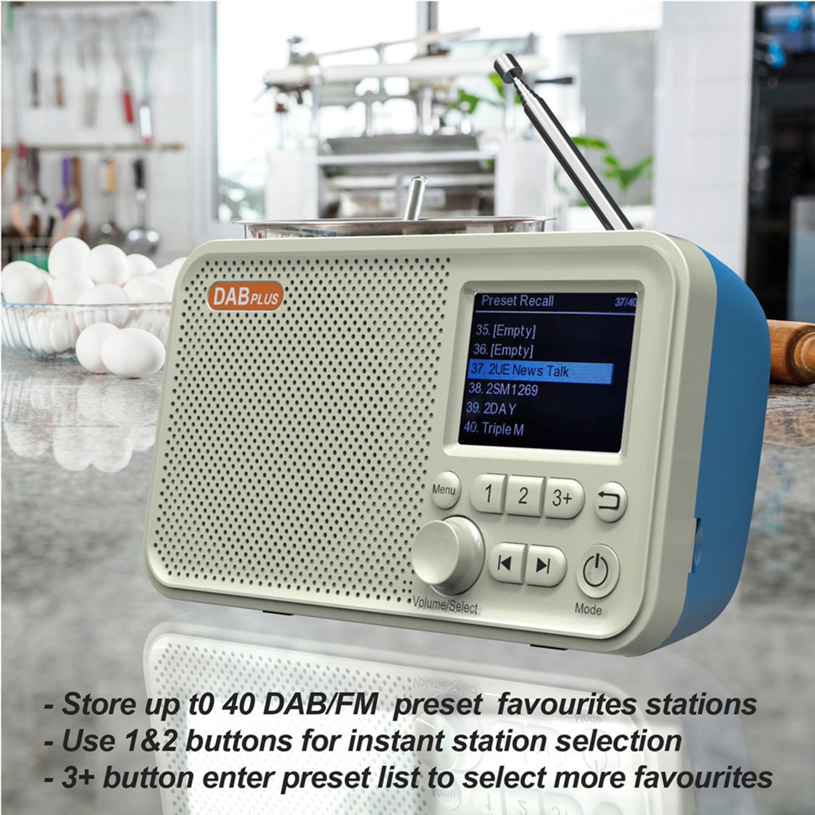 Portable DAB FM Digital Radio USB Rechargeable BT5.0 Alarm Function Radio with Aux In Earphone Socket TF Card Slot