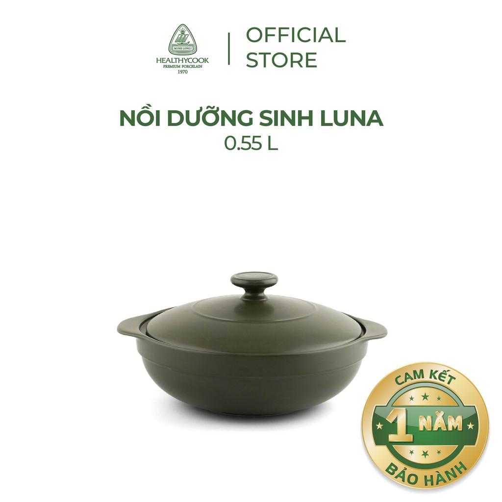 Nồi sứ dưỡng sinh Minh Long - Luna 0.55 L + nắp dùng cho bếp gas, bếp hồng ngoại