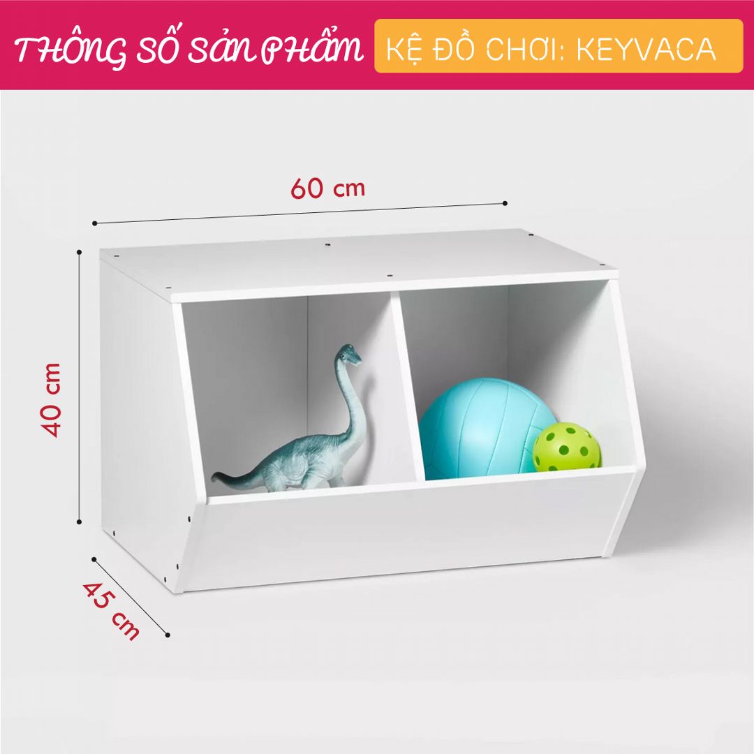 Kệ để đồ chơi cho bé SMLIFE Keyvaca | Gỗ MDF dày 17mm chống ẩm | D60xR45xC40cm