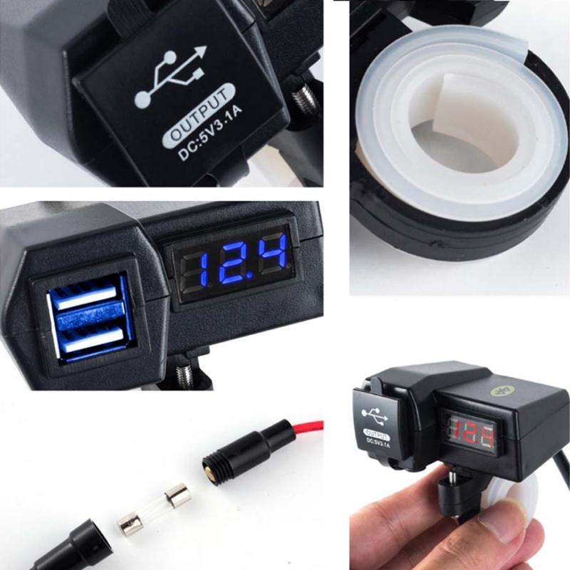 Vôn Kế 12v Chống Nước Có Đèn Led Cho Xe Mô Tô