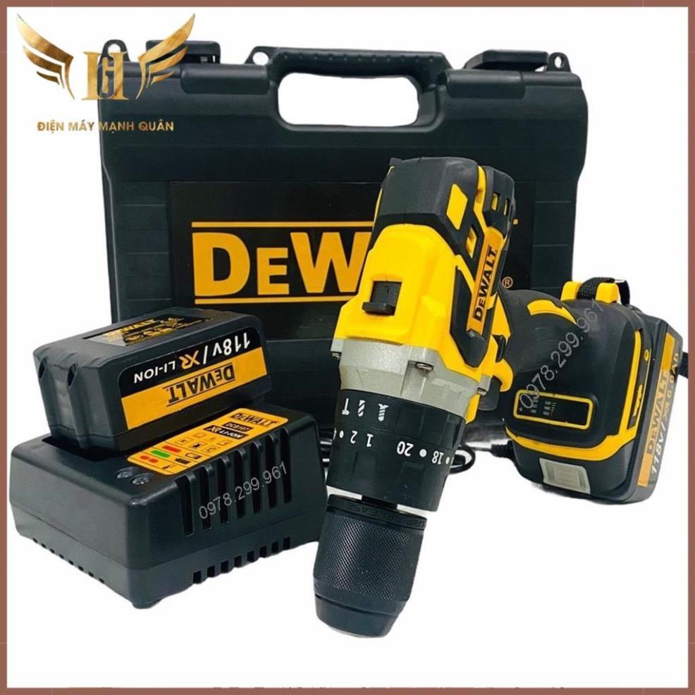 Máy Khoan Pin DeWaLT 118V, Máy Bắn Vít Động Cơ Không Chổi Than, 3 Chức Năng Có Búa, Tặng Bộ Phụ Kiện Như Hình