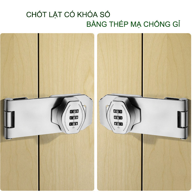 Chốt lật có khóa số dùng cho cửa, hòm, tủ, ngăn kéo bàn, bằng thép mạ chống gỉ