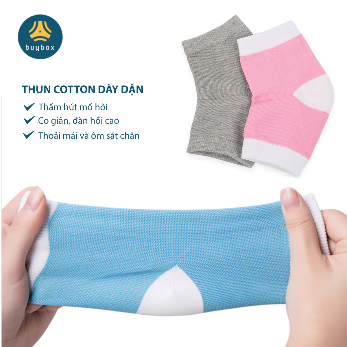 Vớ cotton có gel bảo vệ gót, chống thốn gót chân dùng tập yoga, nhảy múa, đi hoặc đứng thời gian dài - Buybox - BBPK288 