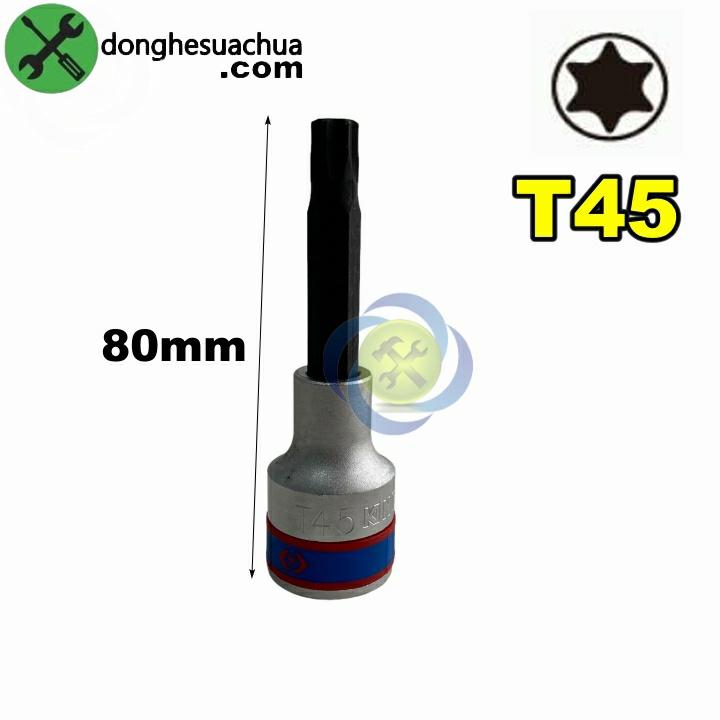 Đầu tuýp sao T45 1/2 Kingtony 403345 dài 80mm trắng đen