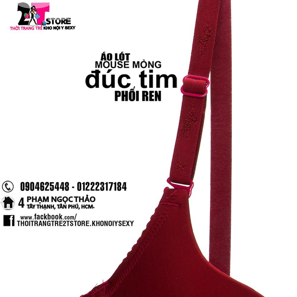 Áo Nâng Ngực Mouse Mỏng Đúc Tim Phối Ren