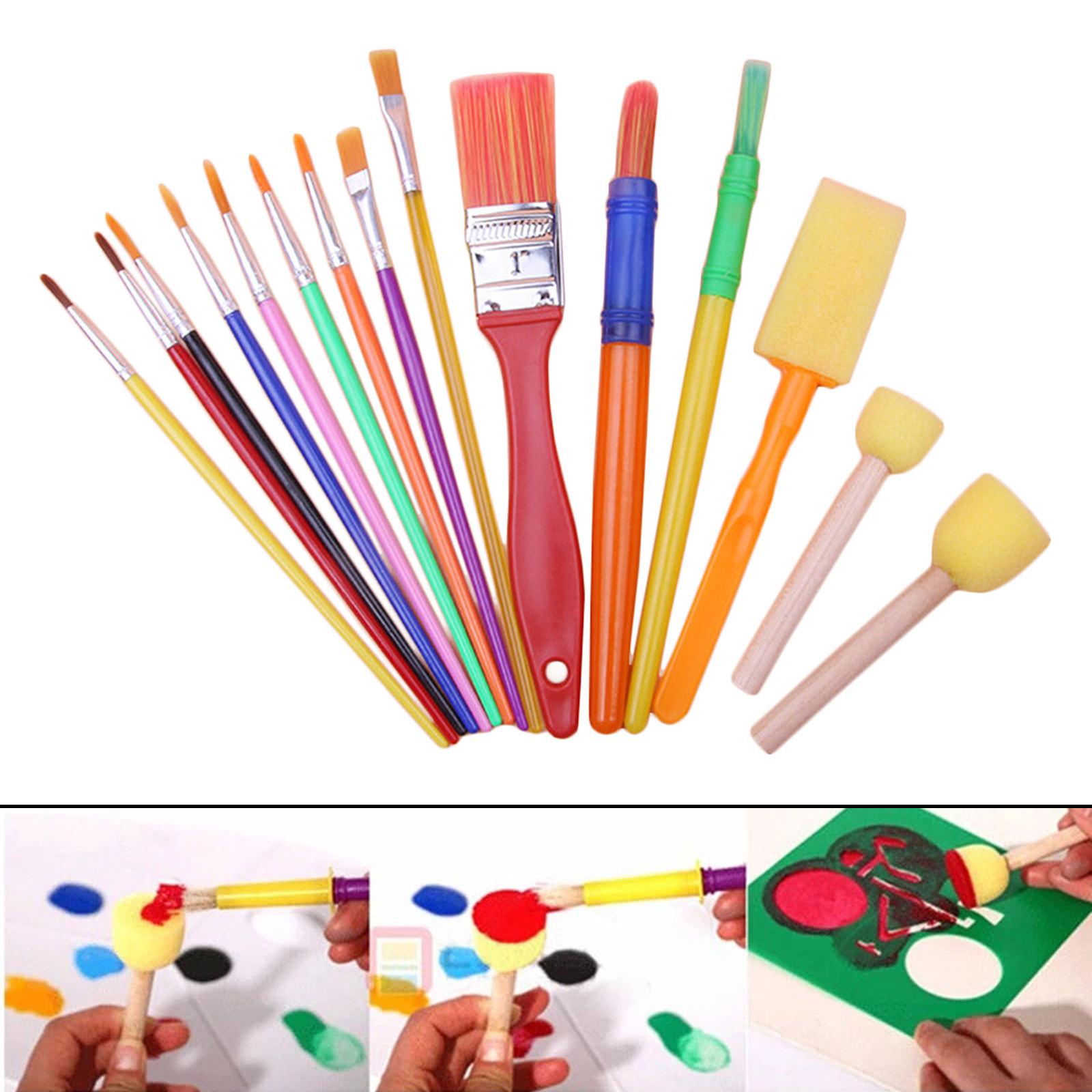 15pcs Paint Brushes Kit Drawing Watercolor Tools Kid Toddlers Art Supplies