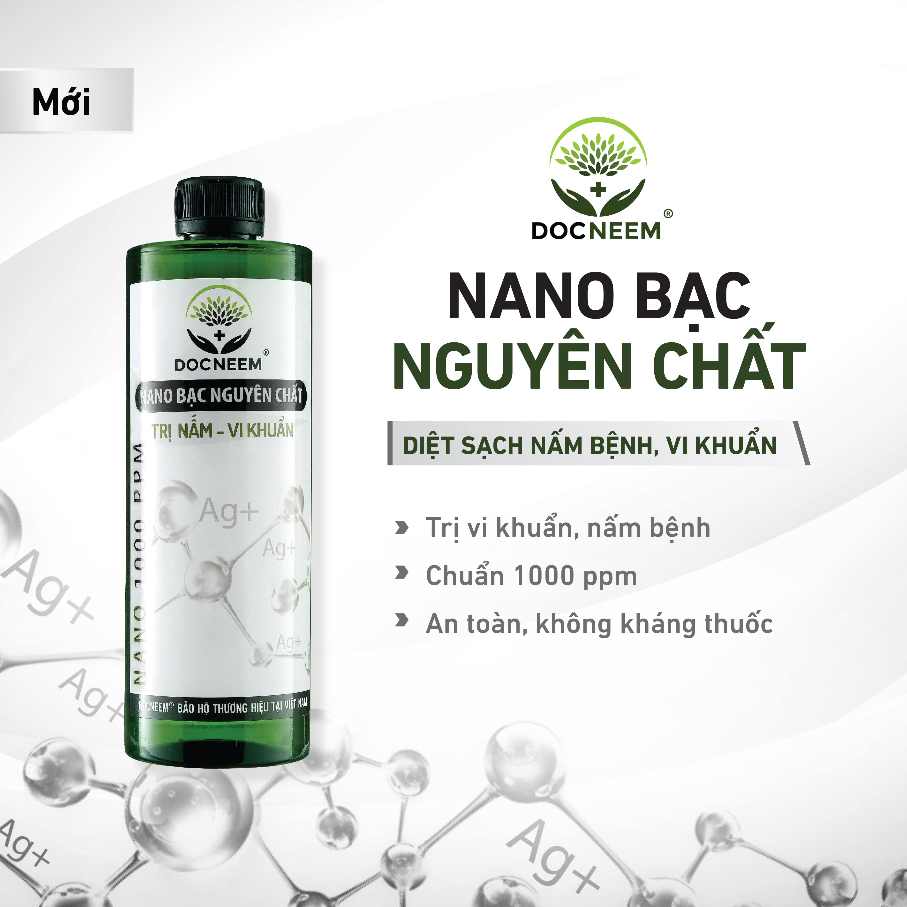 Nano Bạc DOCNEEM nguyên chất Diệt sạch nấm bệnh, vi khuẩn hoa hồng, phong lan chai 500ml