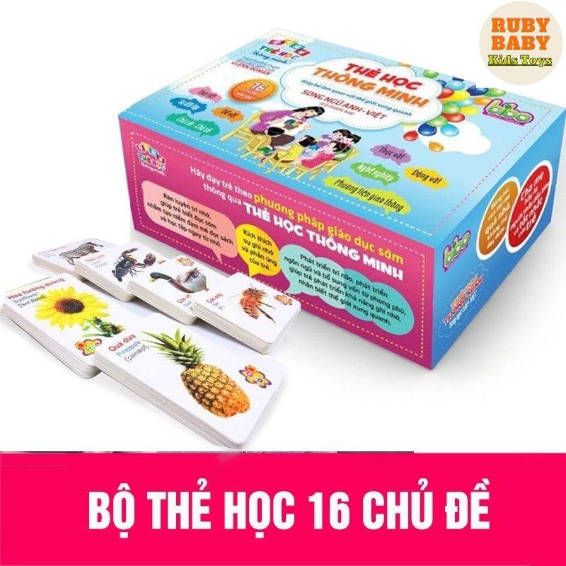 Thẻ Flash Card song ngữ Anh Việt 416 thẻ với 16 chủ đề - Thẻ học thông minh cho bé