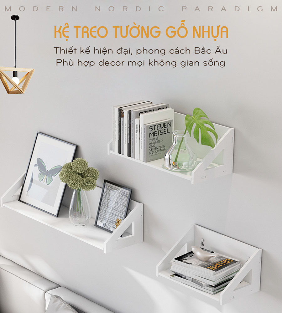 Bộ 3 kệ trang trí treo tường mang phong cách hiện đại tiết kiệm diện tích cho ngôi nhà bạn ig387