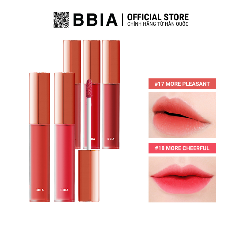 Son kem lì Bbia Last Velvet Lip Tint - 19 More Dazzling 5g (Màu đỏ ánh hồng cánh sen)