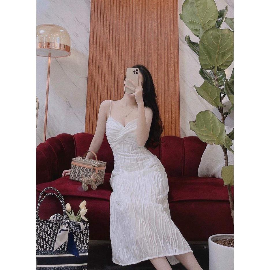 Đầm nữ cúp ngực tim xoắn ngực dáng dài maxi, chất thun ngân, váy đẹp diện phố