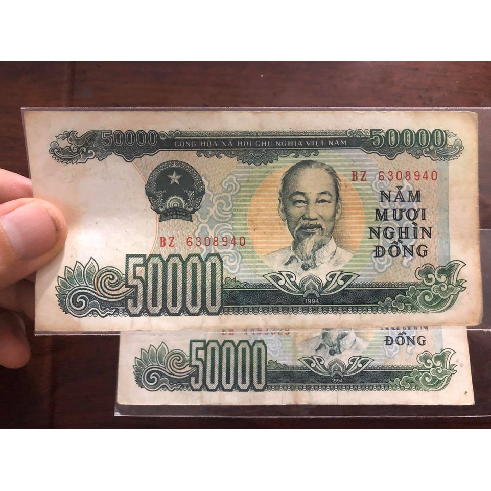 Tiền 50000 đồng Việt Nam 1994 sưu tầm, tặng kèm bao nilong bảo quản riêng