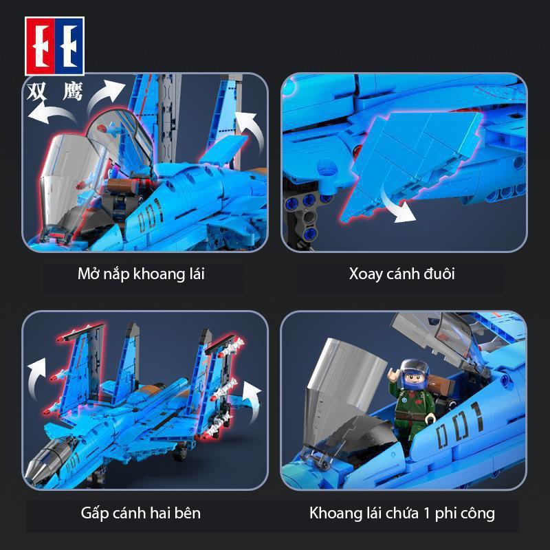 Đồ chơi Lắp ráp Máy bay Tiêm kích J-15, Cada C56028 Flying Shark, Xếp hình thông minh, Mô hình máy bay