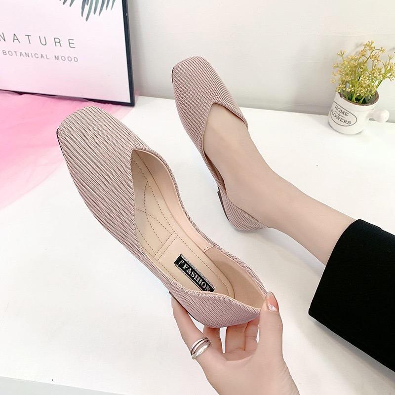 Giày Búp Bê Nữ Đế Bệt Mũi Vuông Da Lộn Chống Trơn Êm Chân Nhiều Màu Hot :Đen, Hồng, Xanh. Đủ Size 35-40 SHOP HAMI G15