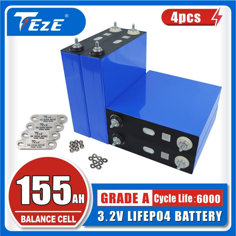 4 CHIẾC 3.2V 100Ah 125Ah 155Ah Hạng A Pin Lifepo4 DIY 12V 24V Tế Bào Điện RV Xe Golf Năng Lượng Mặt Trời Ngoài Trời có thể sạc lại Màu sắc: 4PCS-100AH