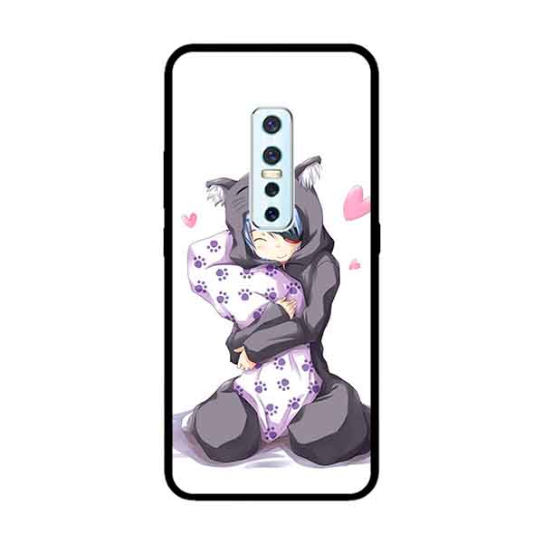 Ốp Lưng in cho Vivo V17 Pro Mẫu Cô Gái Mèo - Hàng Chính Hãng